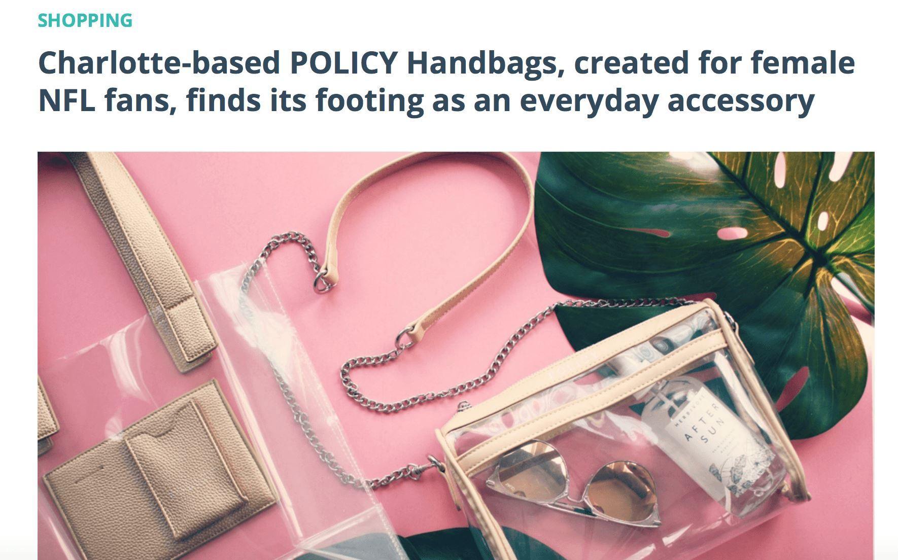 Charlotte-based POLICY Handbags, created for female NFL fans, finds its footing as an everyday accessory - POLICY Handbags