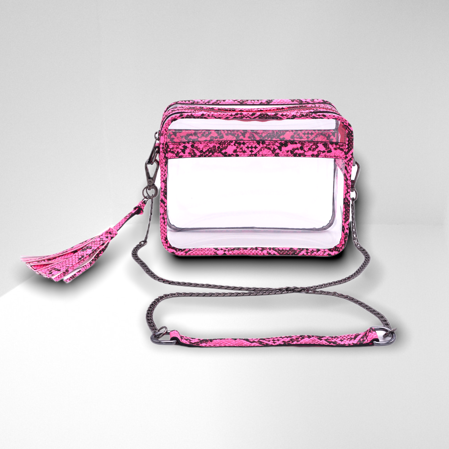 Leather Shoulder Strap / Neon Pink Python