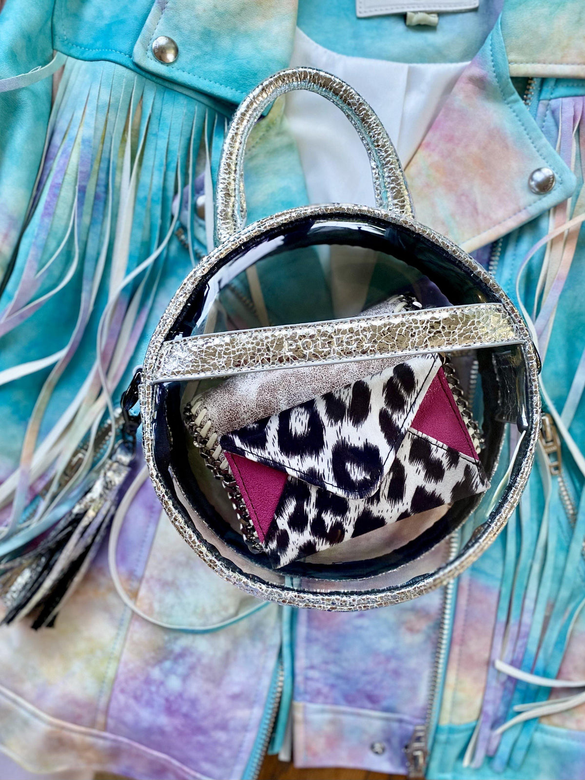 clear bag policy crossbody | The Roundie Halo | Disco - POLICY Handbags - policyhandbags.com