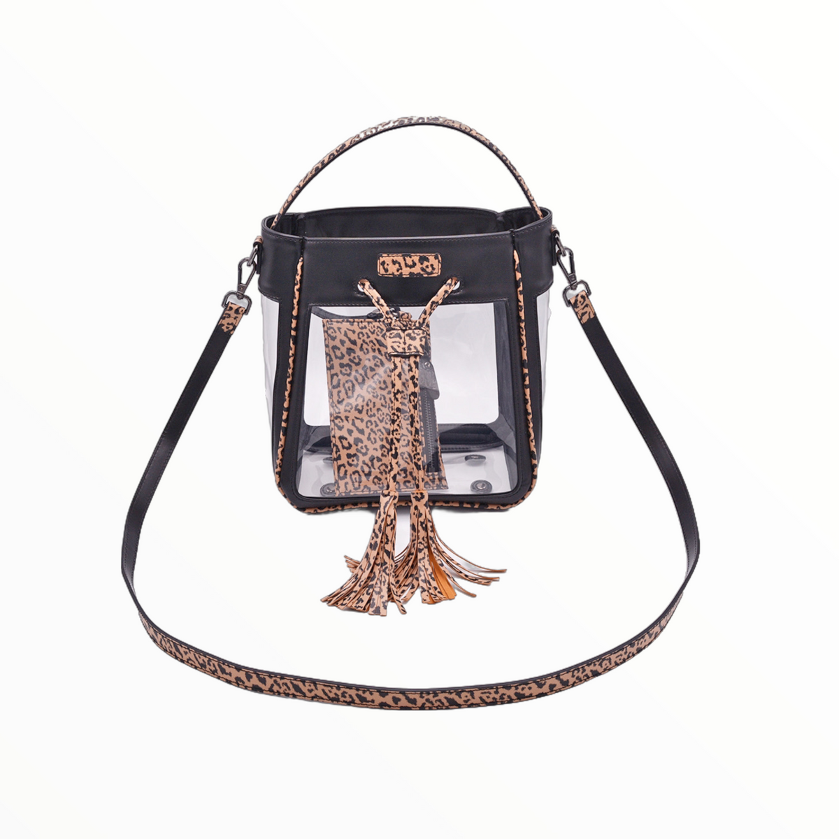 Clear Purse, 2 in 1 Transparent Shoulder Bag Set Fashion Rivet Chain Strap PVC Handbags for Women Crossbody Bag