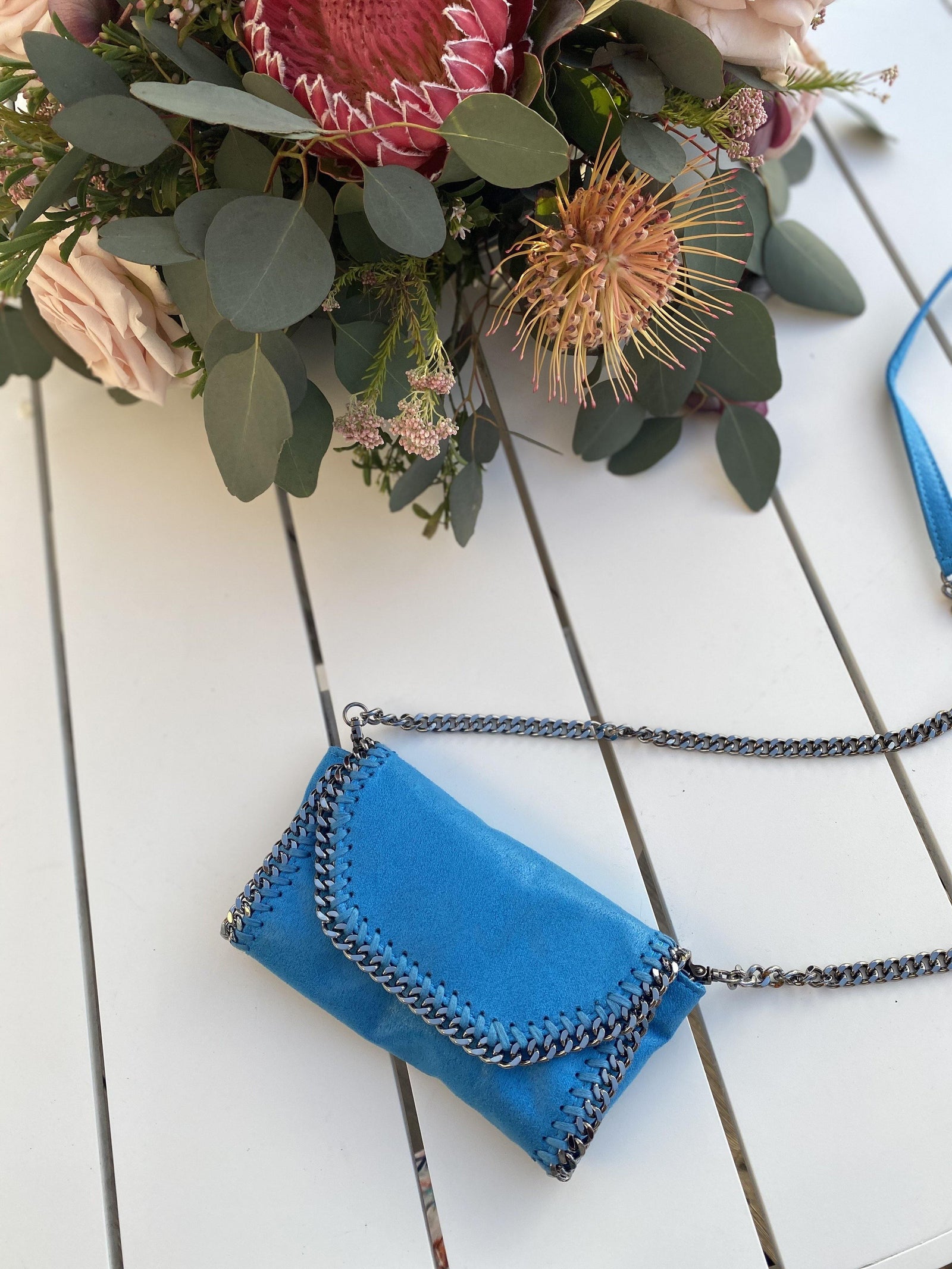 Mama Moto Clutch | Arctic Aqua - POLICY Handbags - policyhandbags.com stadium approved size bag policy 