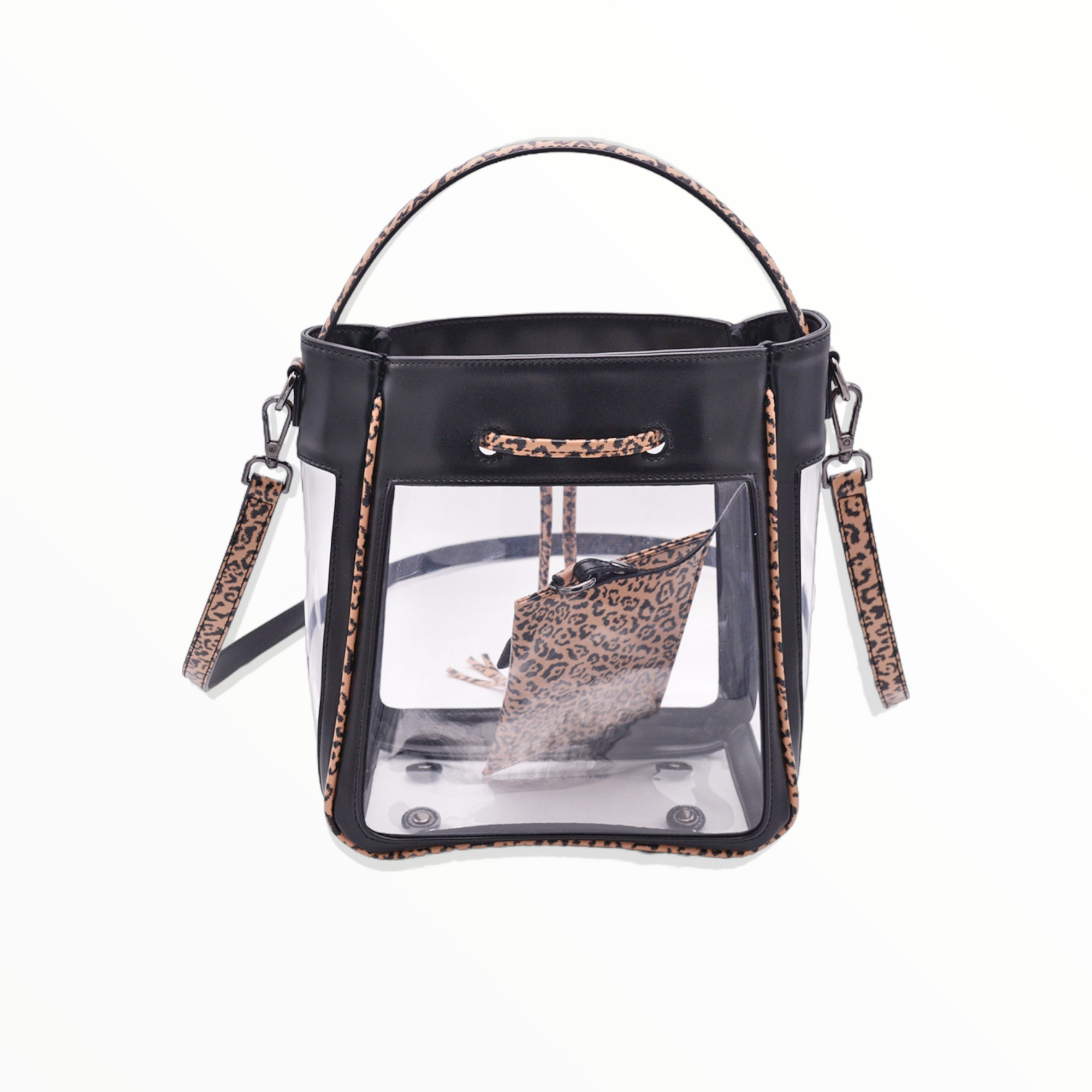 clear bag policy handbag - cheetah black - transparent bucket stadium bag crossbody 